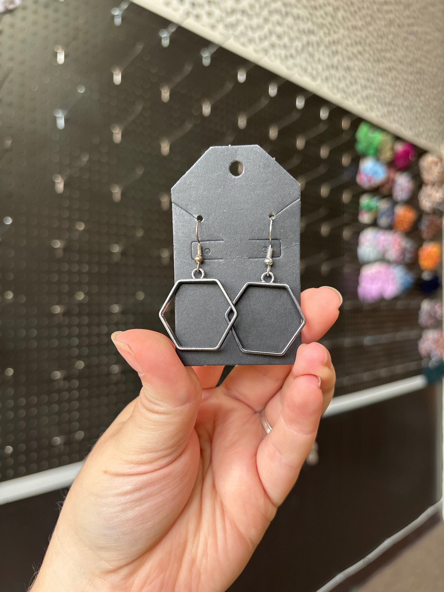 Hexagon dangle earrings