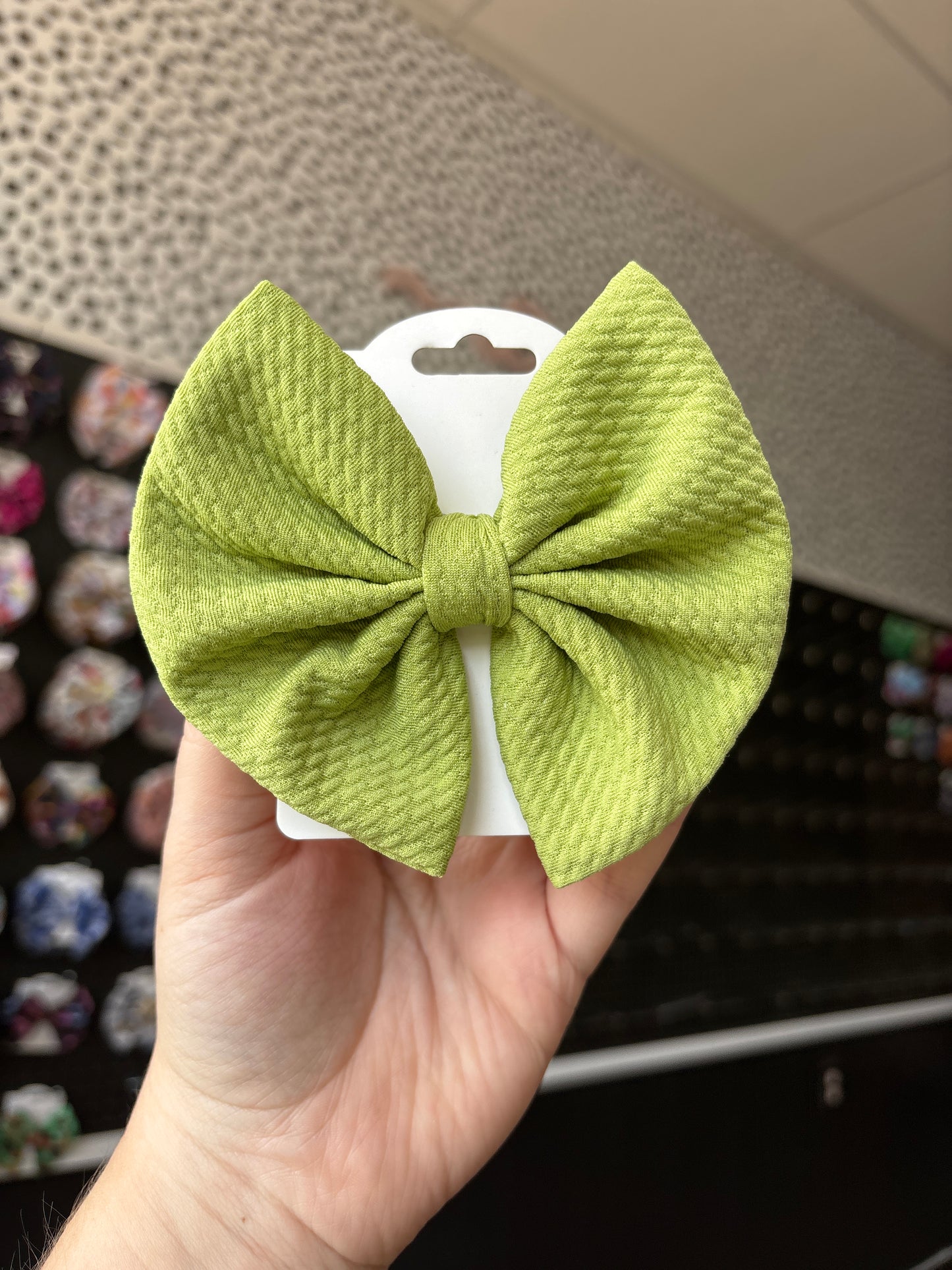 Avocado green regular bow 
