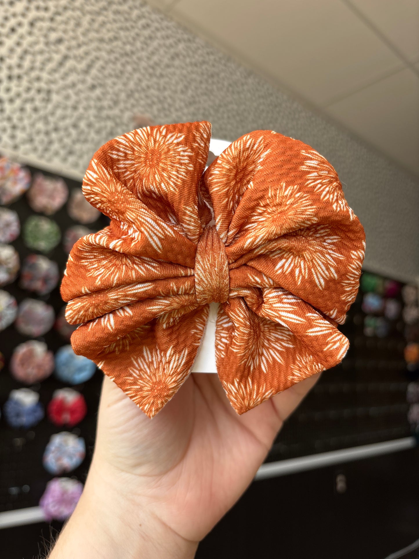 Fall sunflower messy clip bow