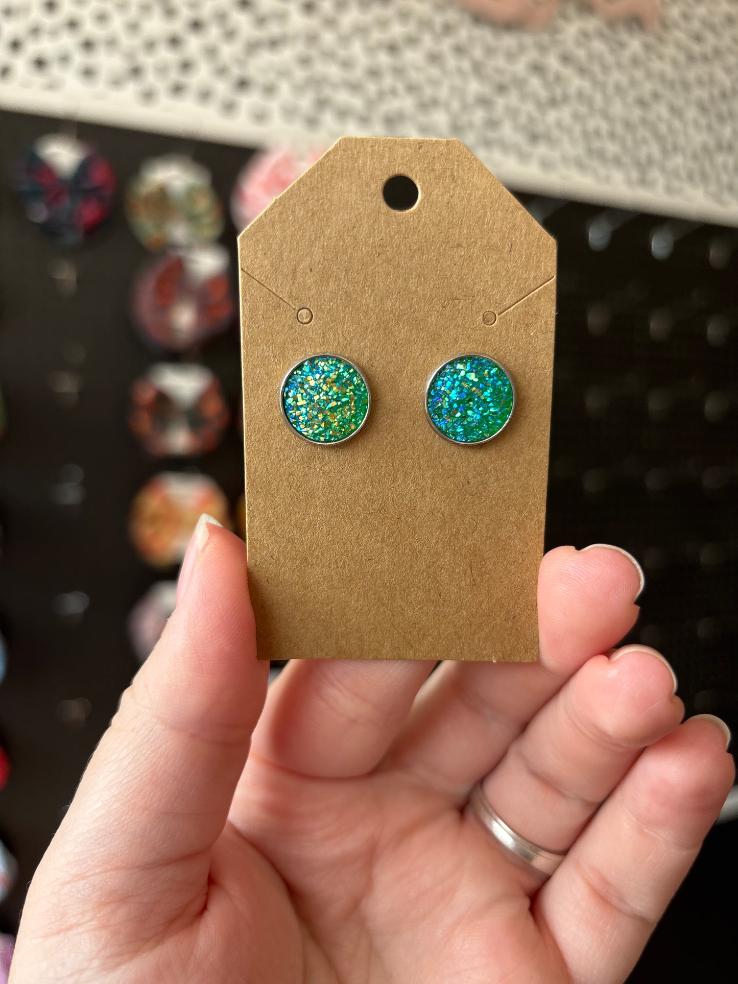 Blue/green durzy 12mm earrings