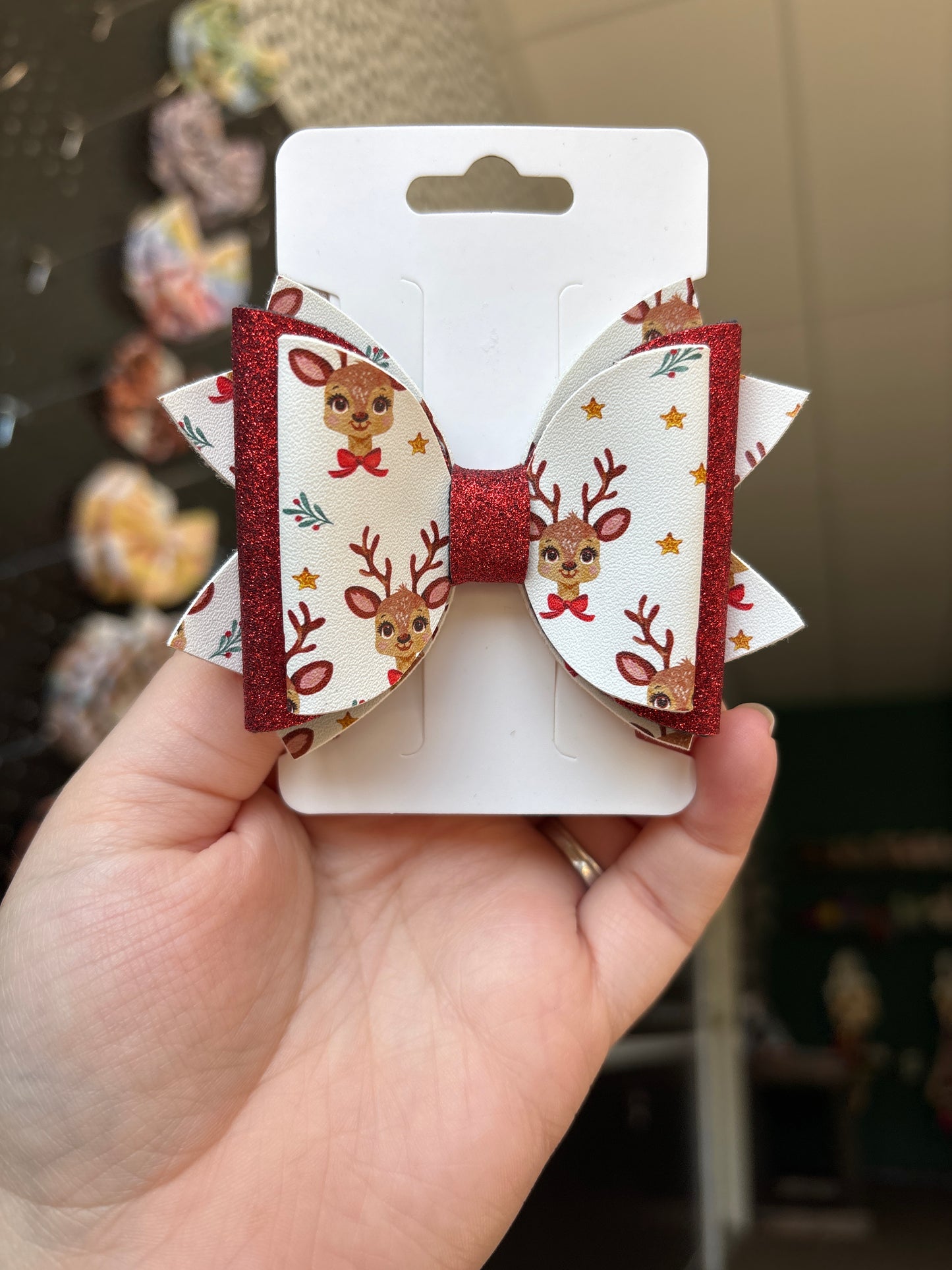 Raindeer- faux leather bows
