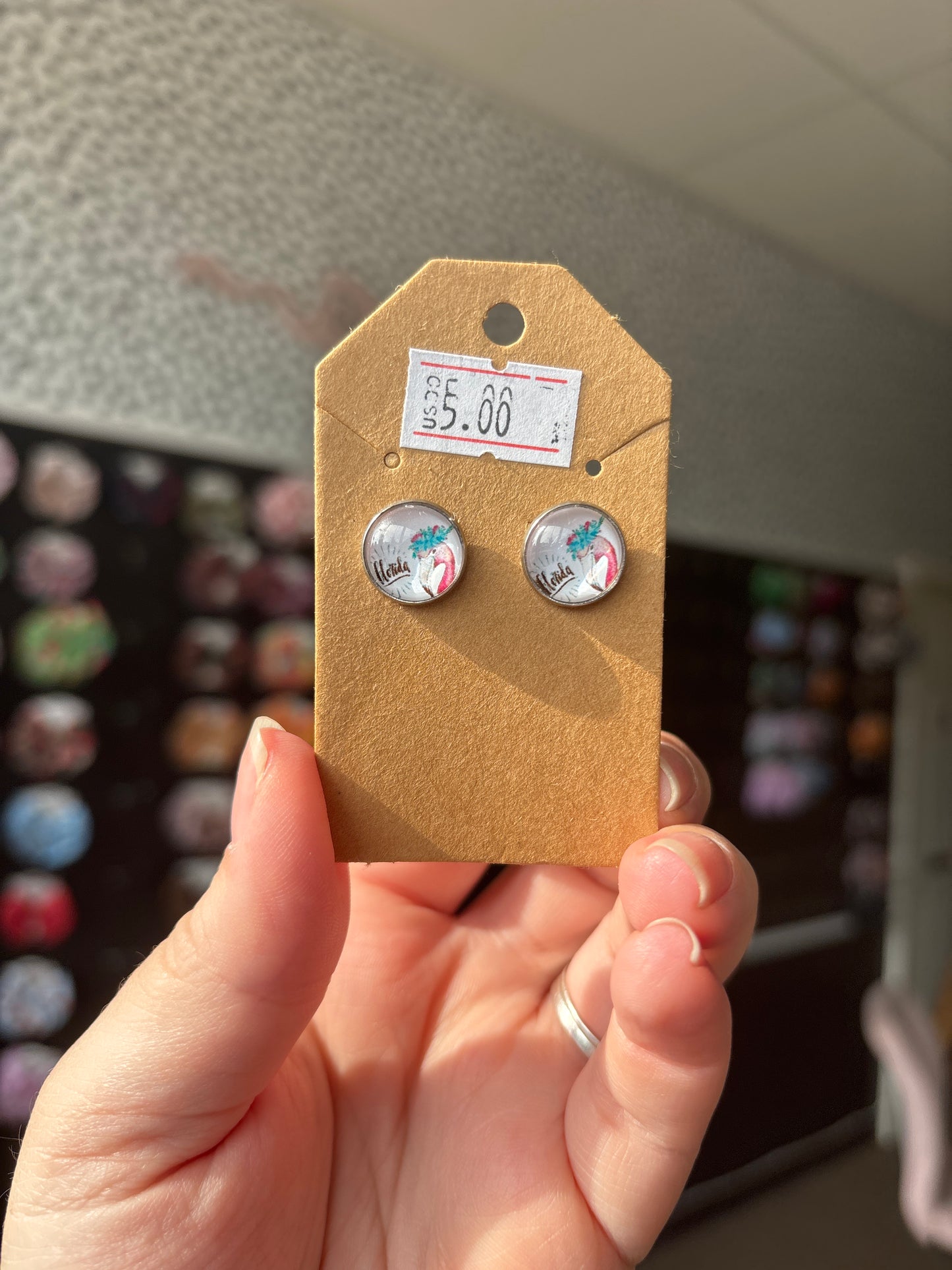Floral crown 12mm earrings
