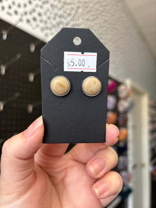 Tan matte 12mm earrings