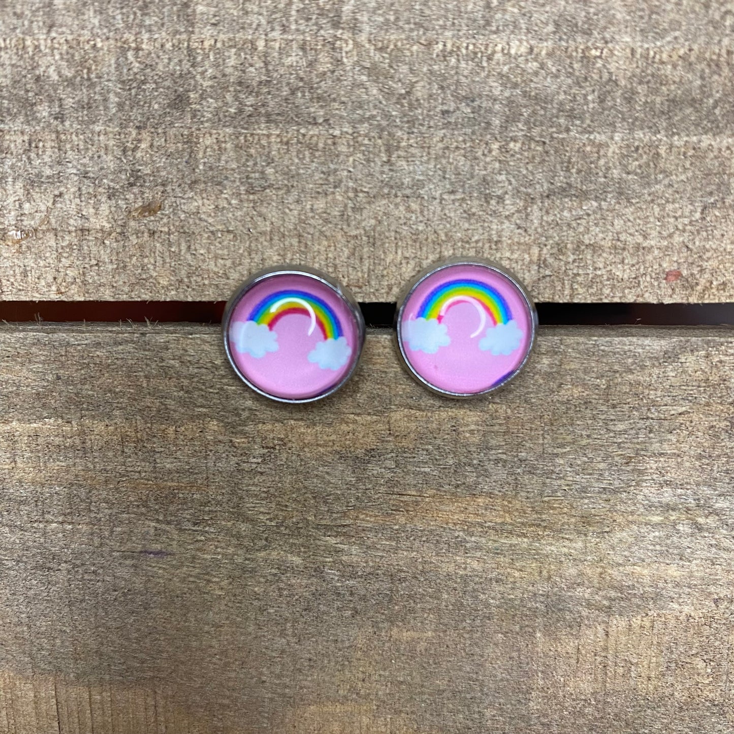 Rainbow 12mm earrings