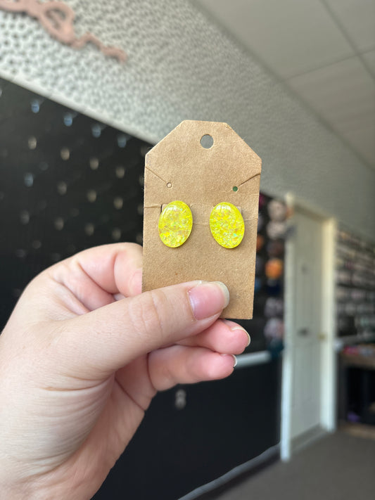 Yellow egg shape earring