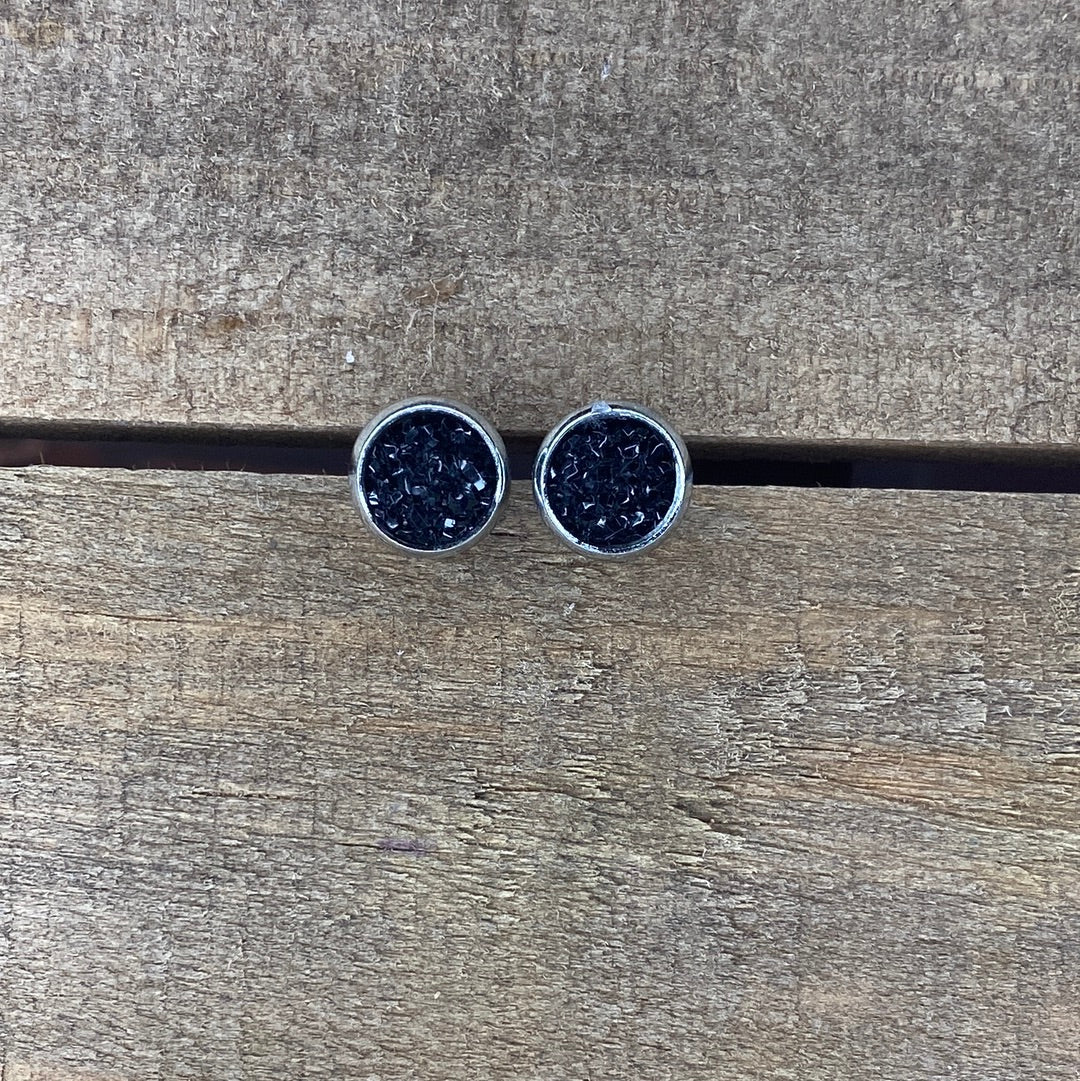 Black Durzy 8mm Stud Earrings