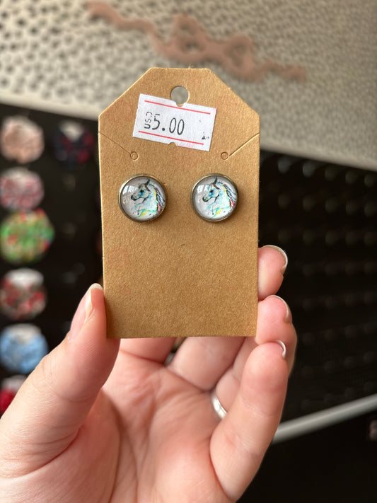 Watercolor horse 12mm earrings