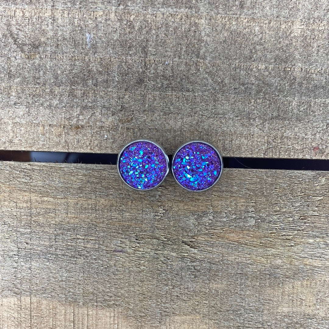 Purple Durzy 12mm Stud Earrings