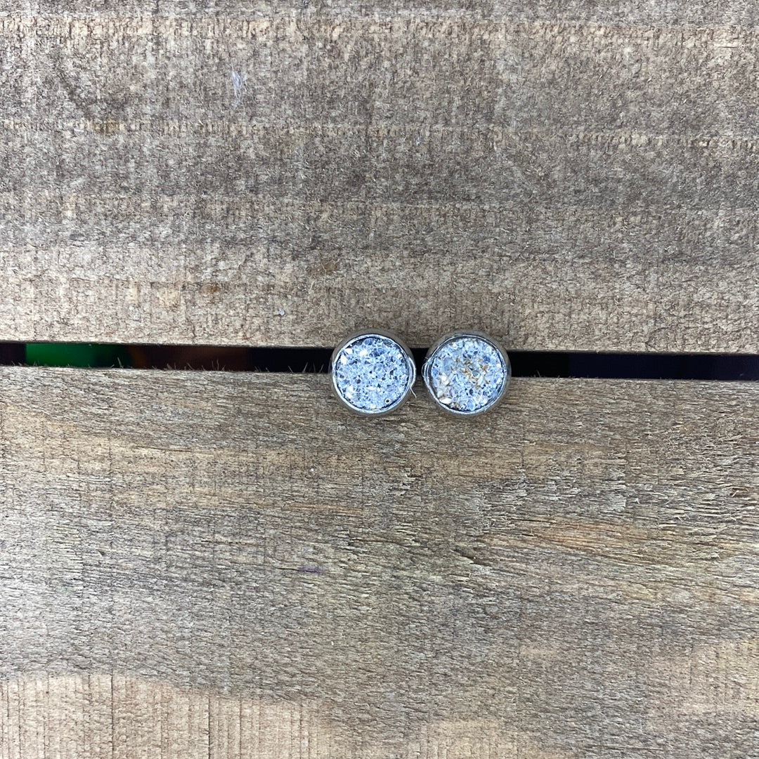 Silver Durzy 8mm Stud Earrings