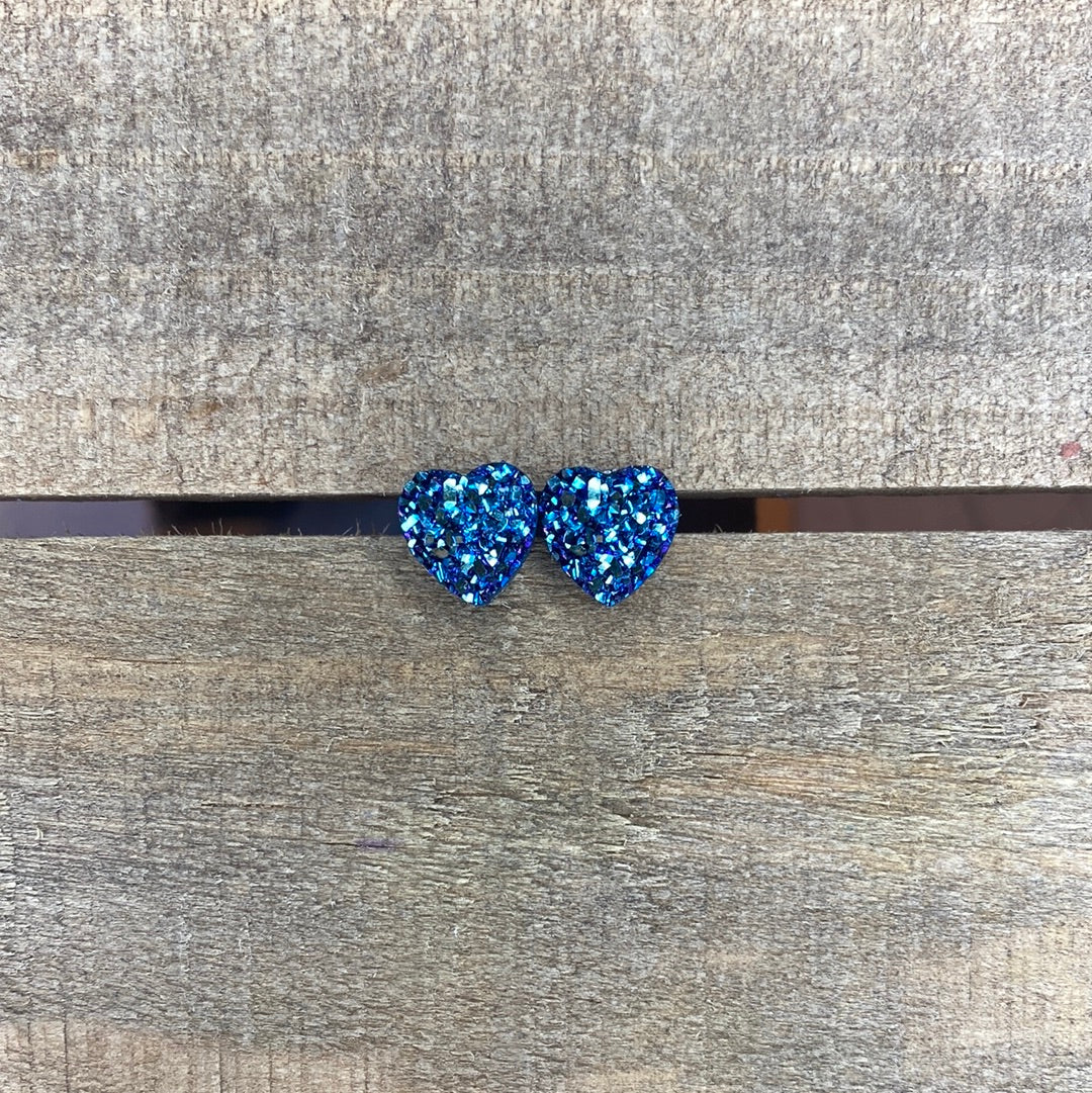 Blue/gold Durzy heart earring