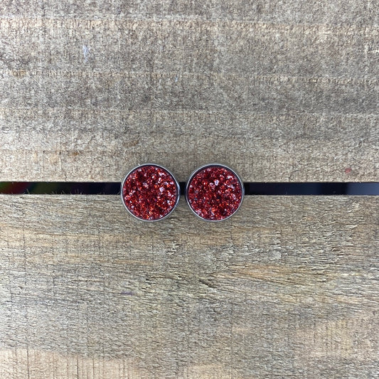 Solid Ruby Red Durzy 12mm Stud Earrings