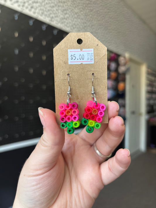 Perler bead flower earrings