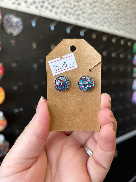 Red, white, and blue 12mm earrings