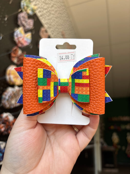 Colorful bricks- faux leather bows