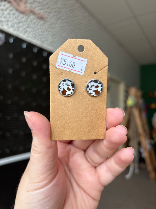 Cow print 12mm earring