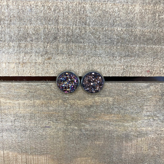 Rose gold/purple durzy 12mm earrings