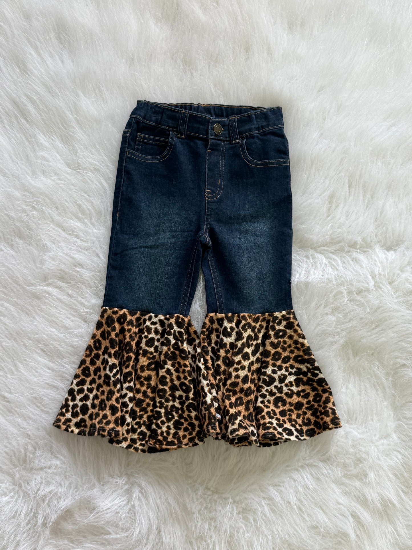 Leopard- Jean bell bottoms- 3t