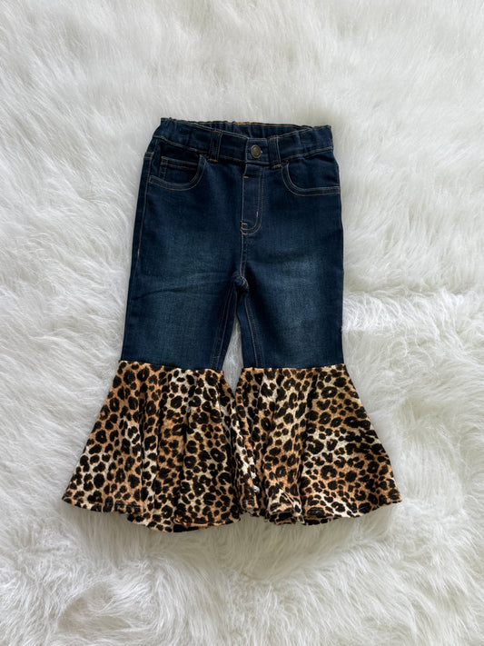 Leopard- Jean bell bottoms- 3t
