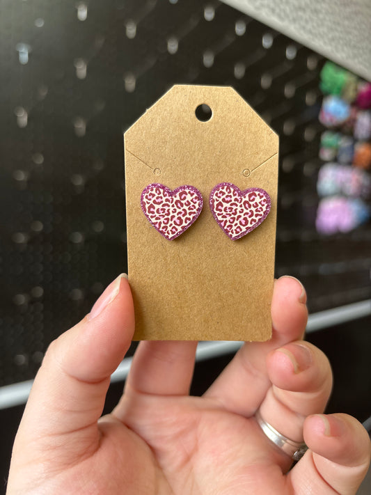 Cheetah heart earrings