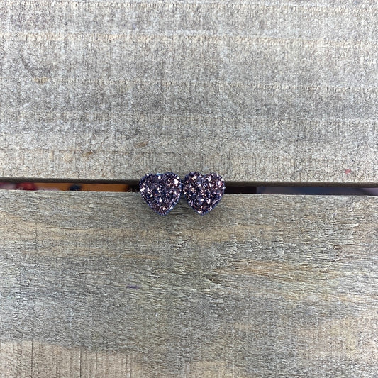 Dark rose gold Durzy heart earring