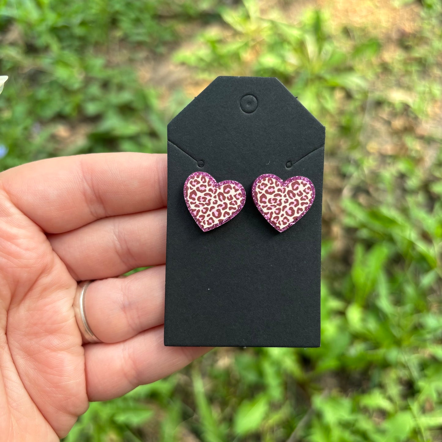 Cheetah heart earrings