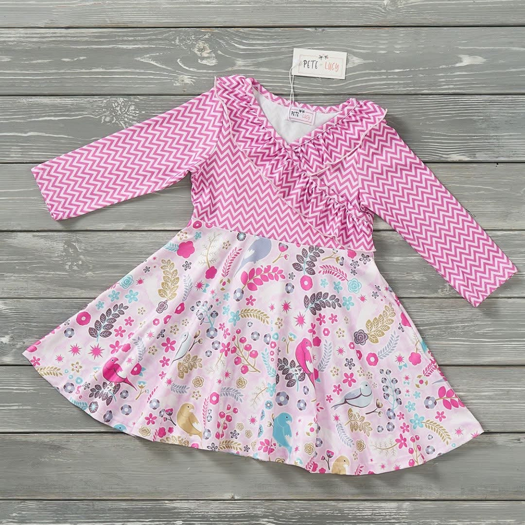 Birdsong blooms girl dress- 6-12m