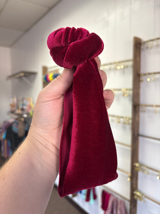 Maroon velvet top knot