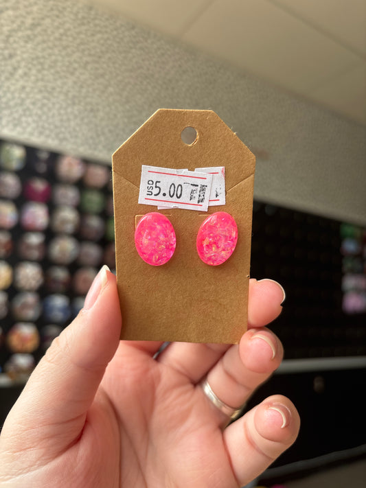 Hot pink egg shaped earrings