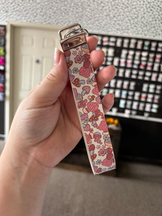 Pink mushroom key chain