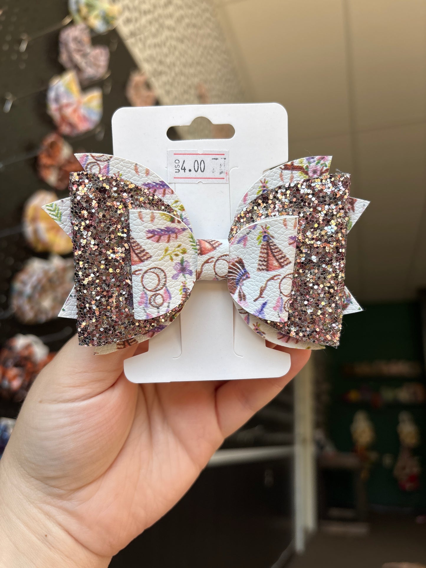 Dream catcher- faux leather bows