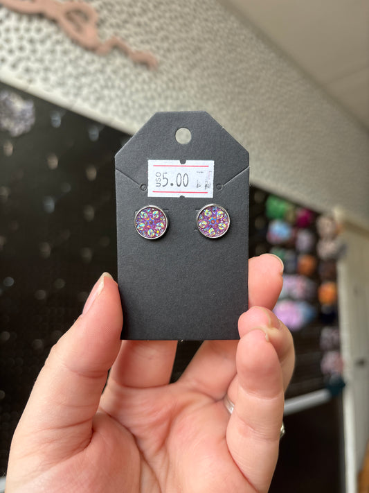 Purple floral Durzy 10mm earrings