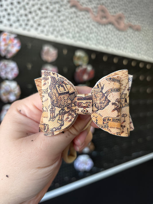 HP map faux leather bow-nylon