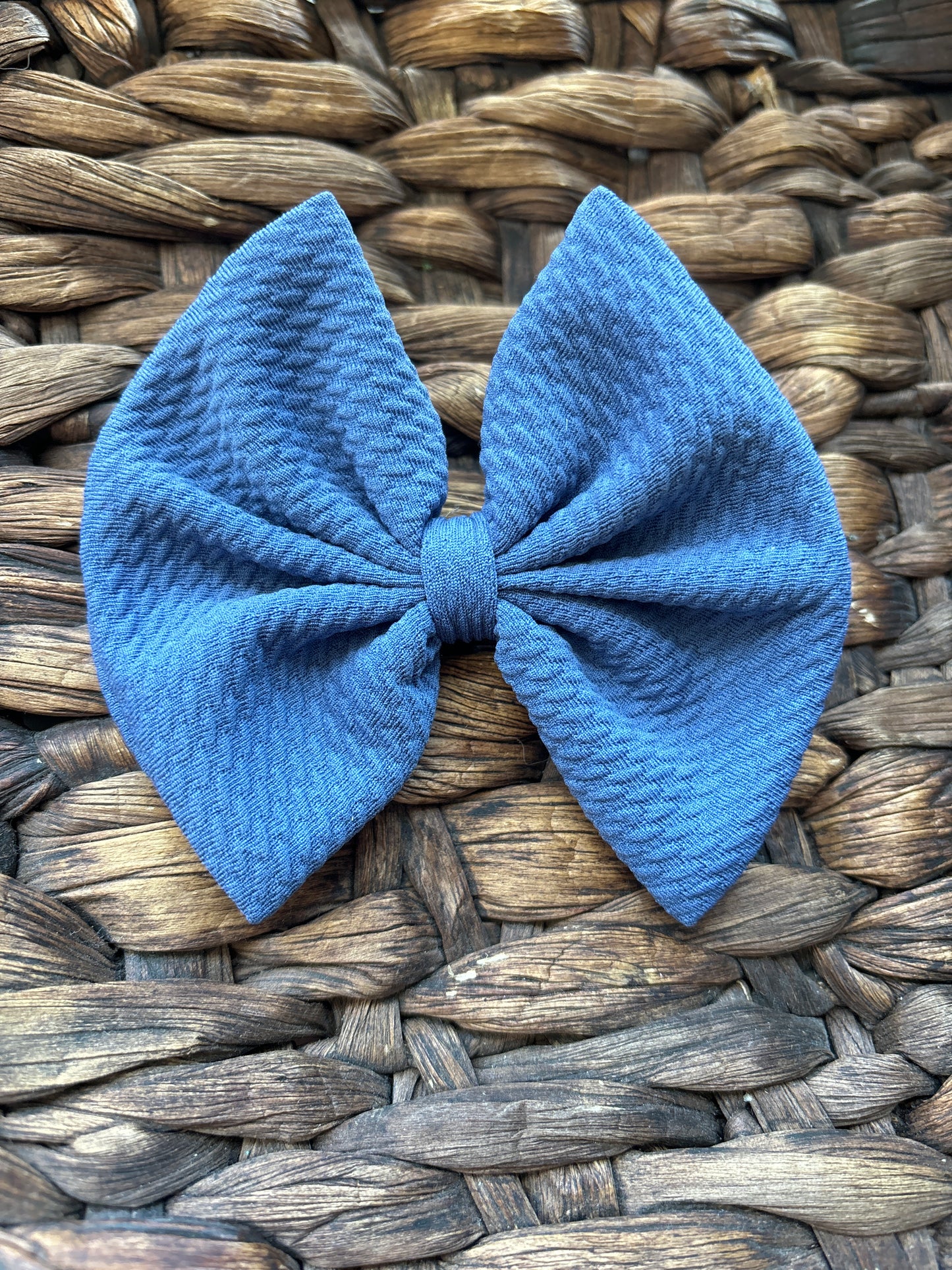 Denim 4inch regular clip bow