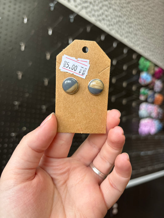 Gray two toned 12mm earrings