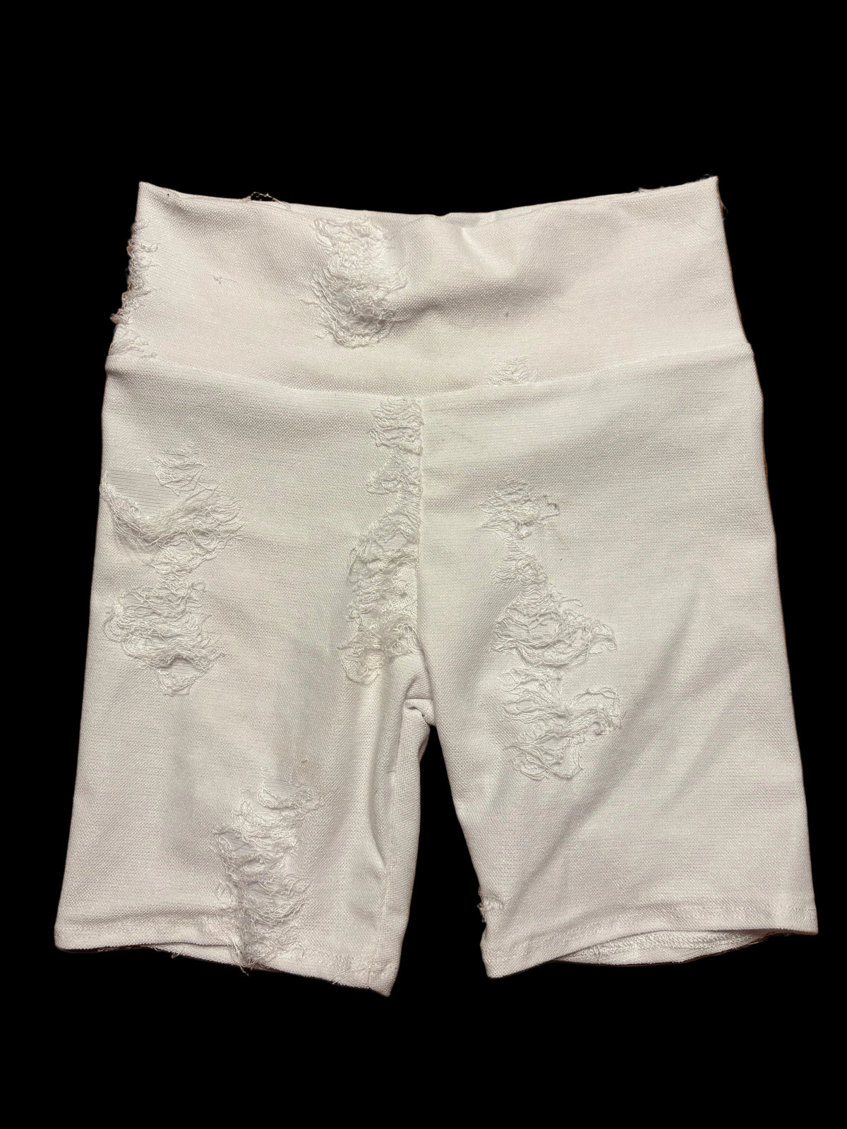 5t- White distressed biker shorts