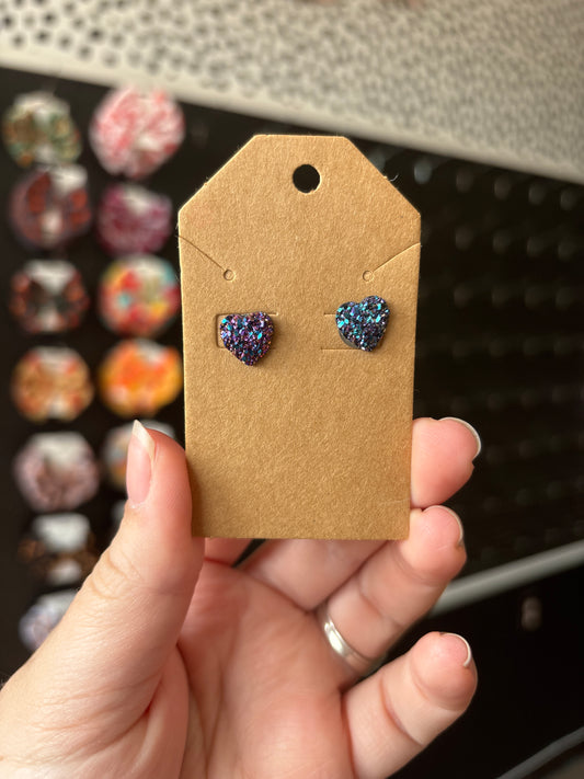 Blue/purple durzy heart earrings