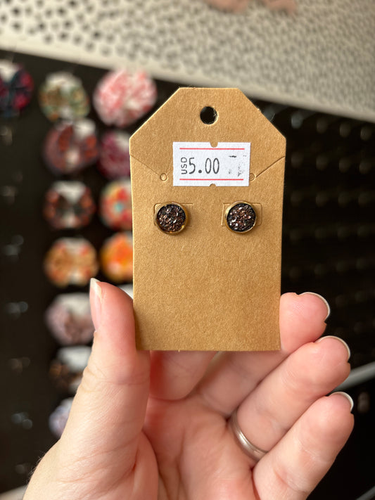 Dark rose gold 8mm earrings