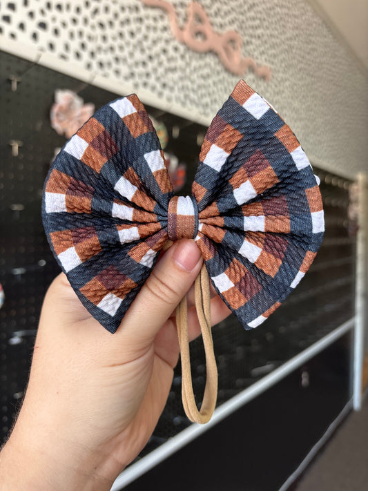 Dark fall plaid regular style bow