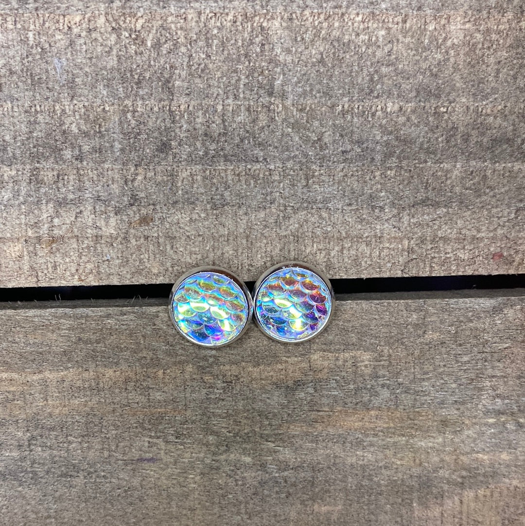 Clear mermaid scales 10mm earrings