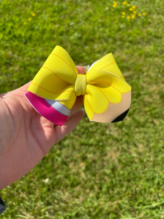 Yellow pencil clip bow