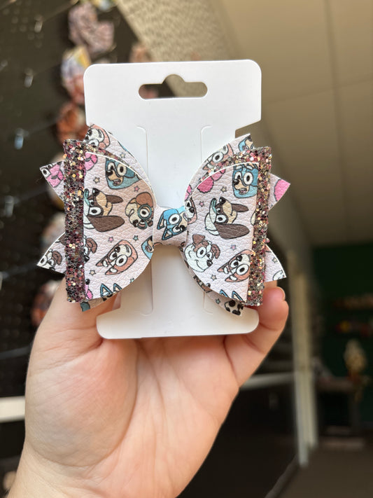Faux leather bow