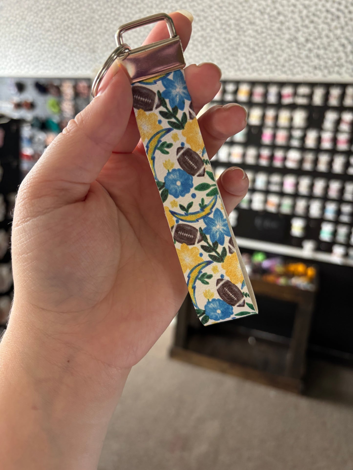 Yellow football key chain