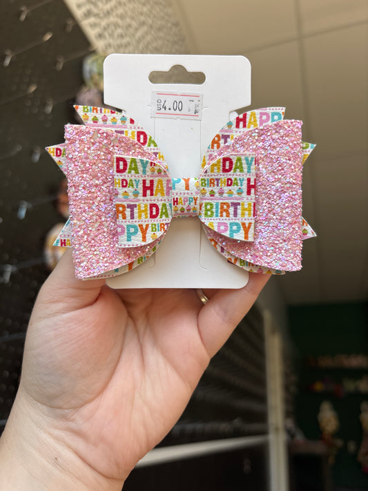 Happy birthday- faux leather bows