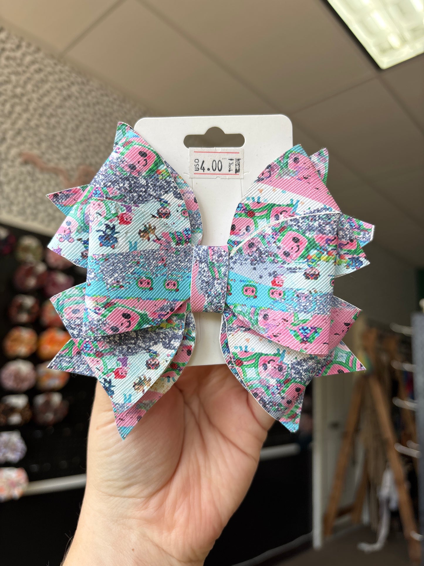 Coco large faux leather bow