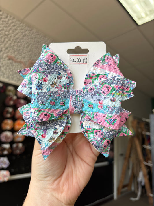 Coco large faux leather bow