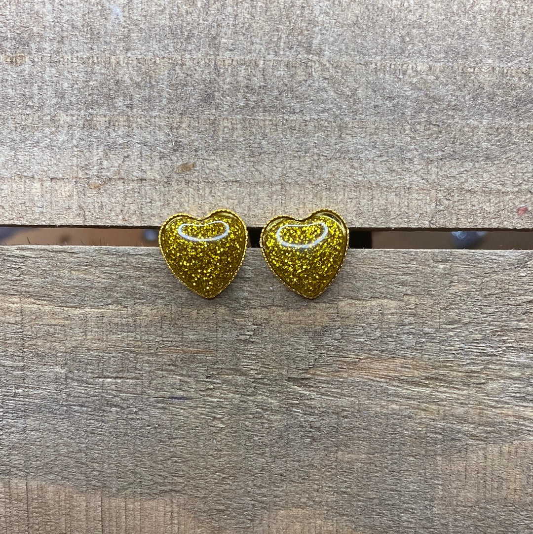 Gold glitter heart earrings