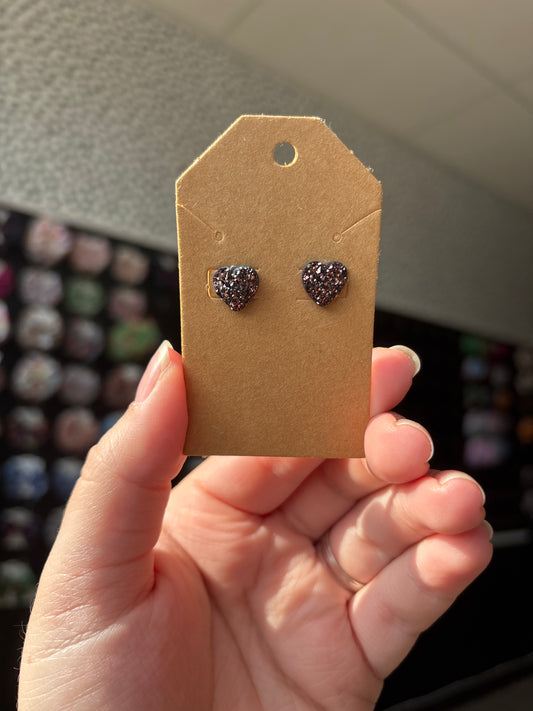 Dark rose gold Durzy heart earring