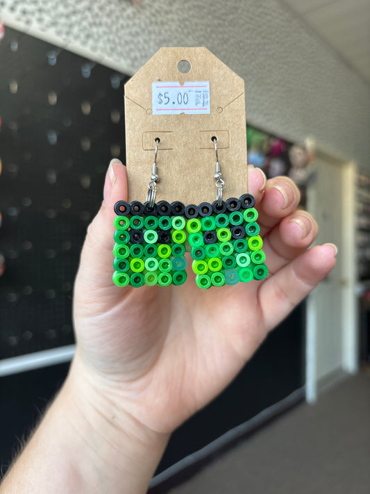 Perler bead Frankenstein earrings