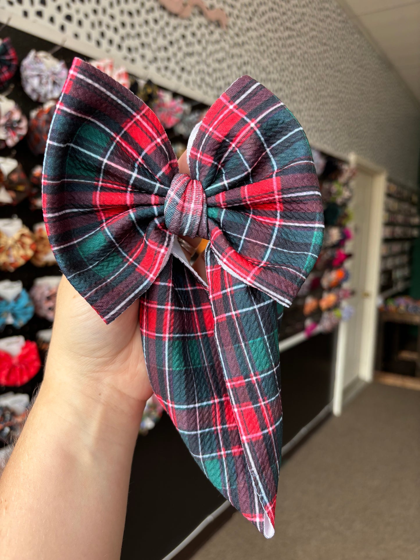 Little lambs Christmas plaid basic wrap- toddler