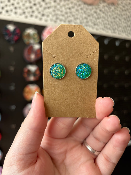 Blue/green durzy 12mm earrings